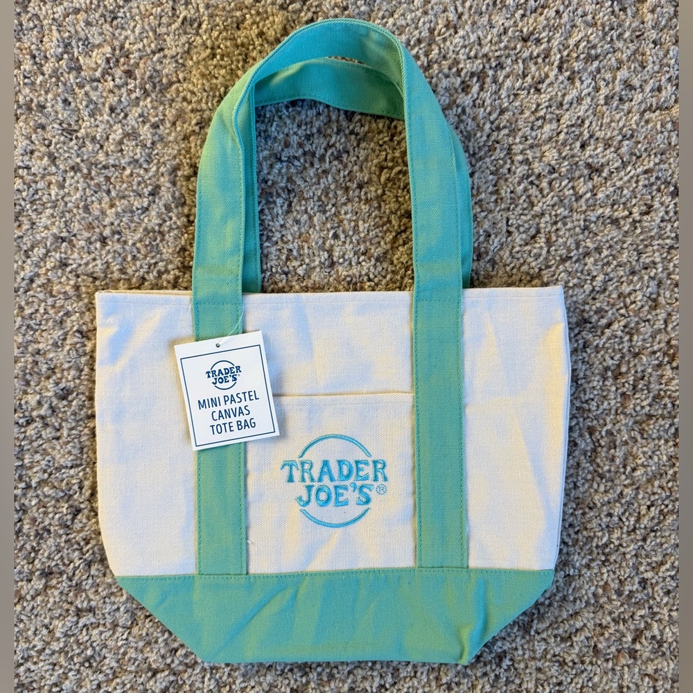 Trader Joe’s Spring Edition Mini Pastel Canvas Tote Bag - Teal